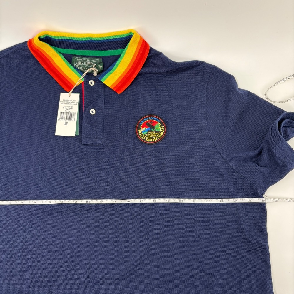 NWT Polo Ralph Lauren Polo Country Sportsman XXL Outdoor Rainbow Collar Navy - Picture 13 of 15